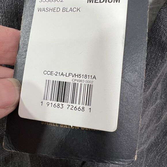 Vtg Style Lee Denim Jean chore Coat Barn Duster Mens MEDIUM Blk Trench Oversized - Picture 15 of 16